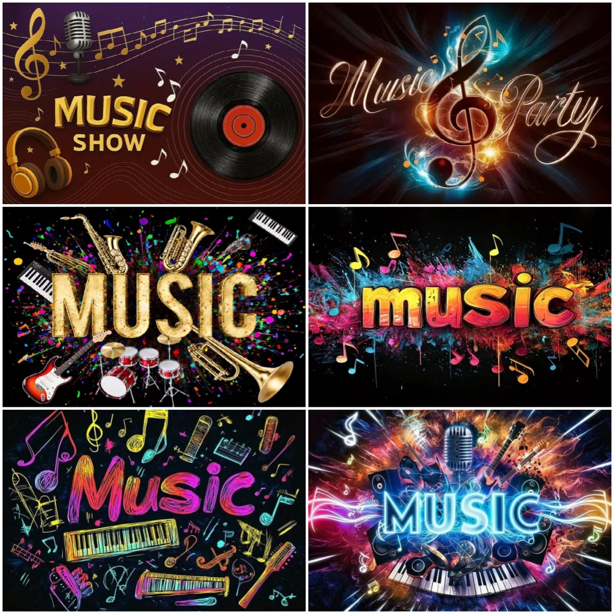 Photography Lighting And Backdrop - Vibrant Music Theme Glitter Party Decor