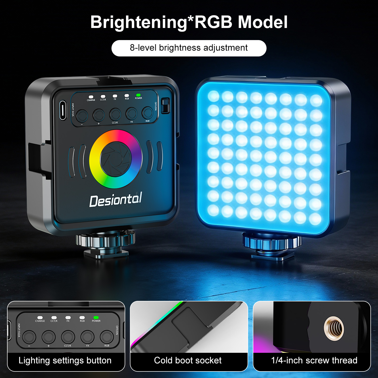 Photography Lighting Uk - Desiontal X2 Portable RGB Photography Type-C