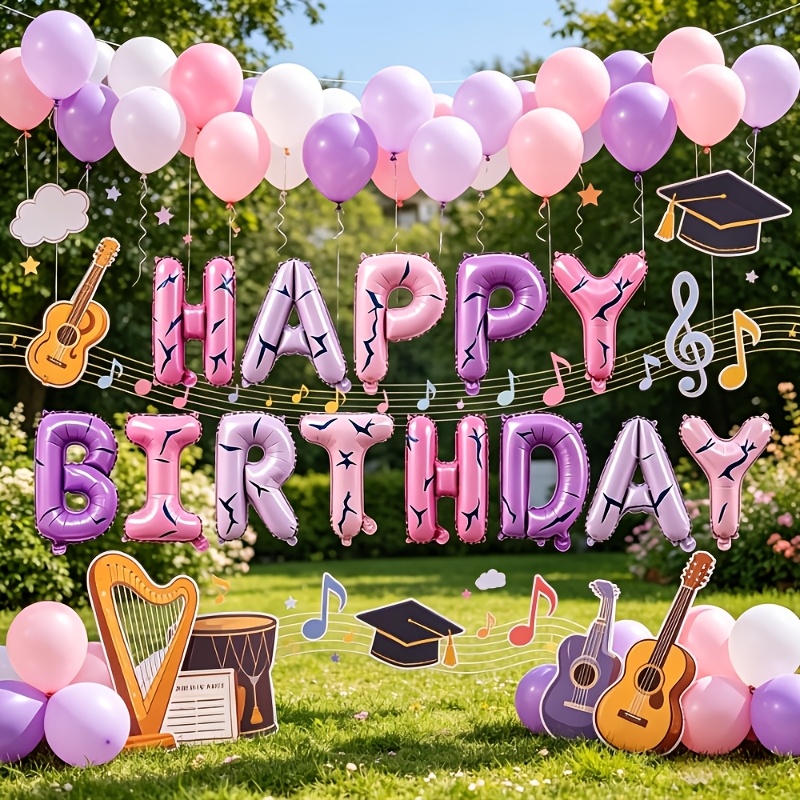 Photography Lightning - 16inch purple pink Happy Birthday balloon