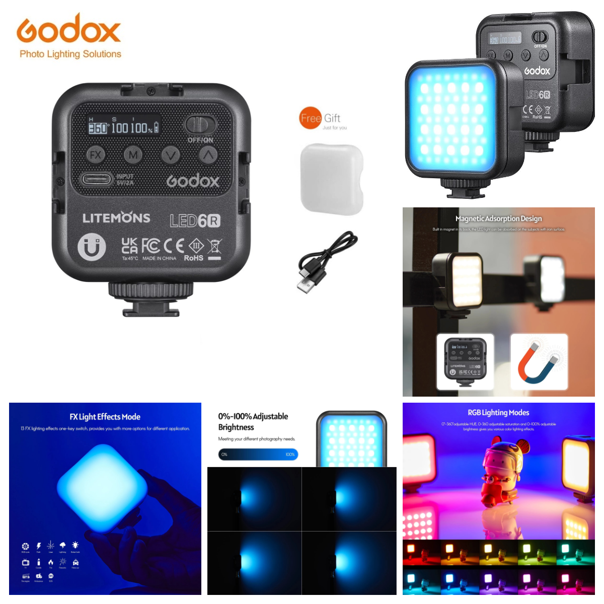 Photography Lighting Kit Godox - Godox LITEMONS LED6R RGB LED Video