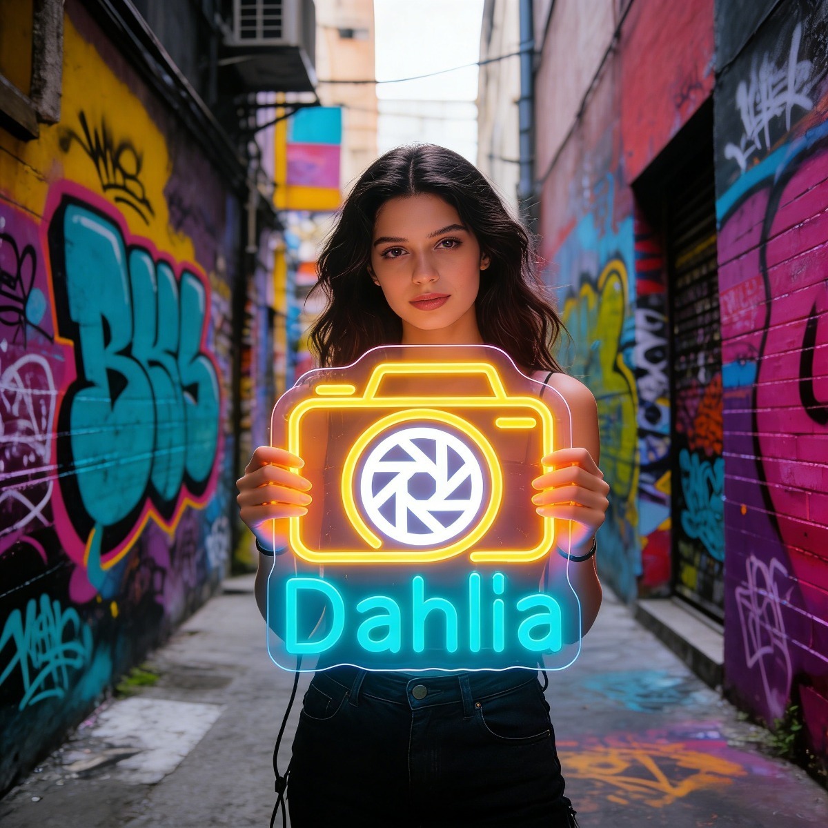 Dahlia Camera Neon Light Sign  - Vintage Photography Lighting 评论和价格