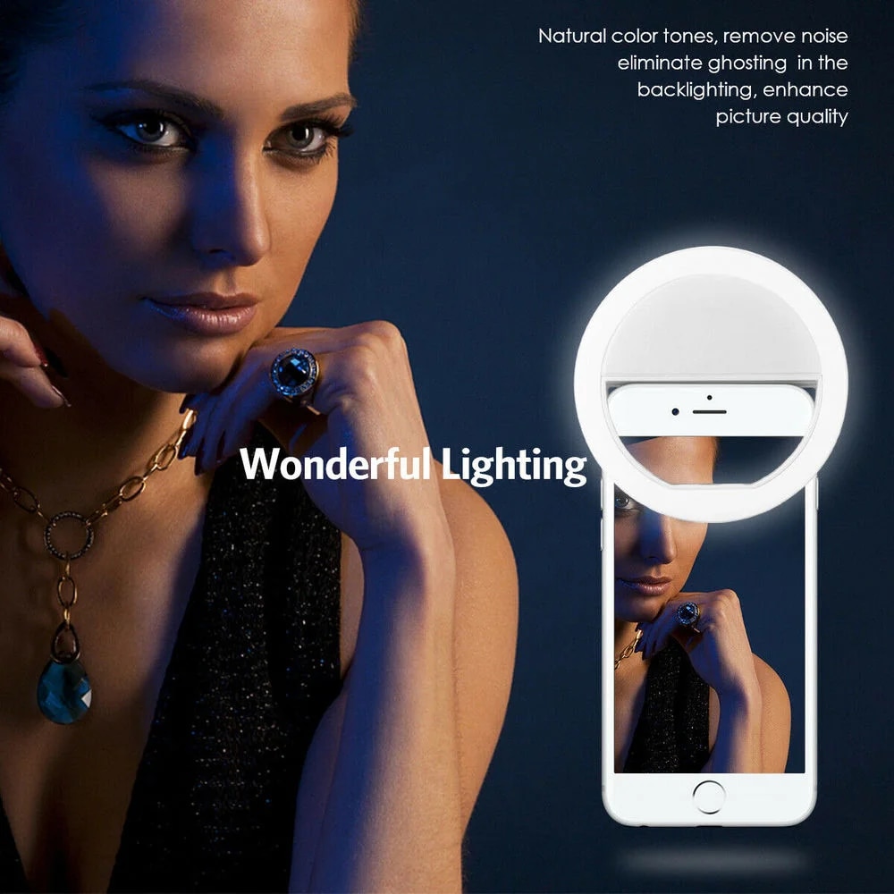 USB Rechargeable LED Selfie Ri - Photography Lightning 评论和价格