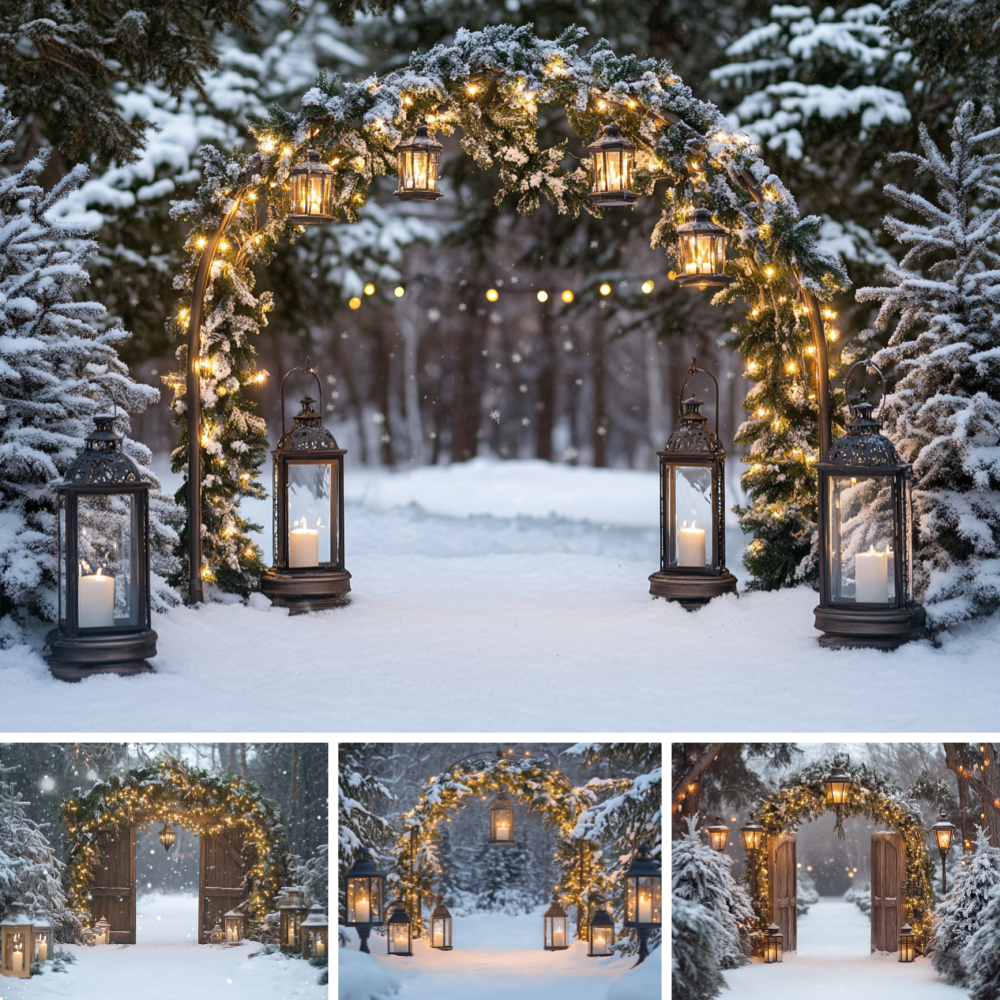Christmas Snow Pine Arch Vinta - Vintage Photography Lighting 评论和价格