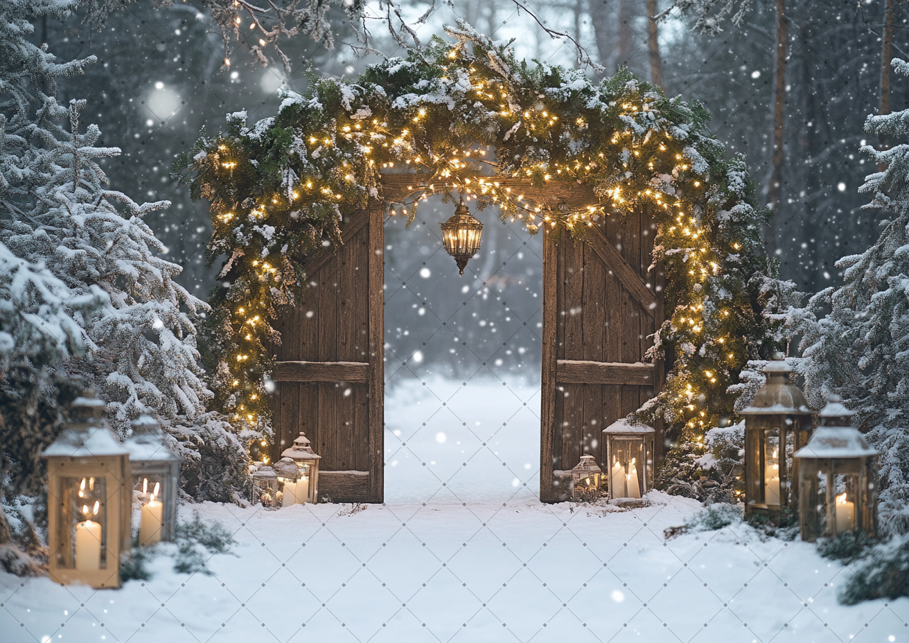 Christmas Snow Pine Arch Vinta - Vintage Photography Lighting 评论和价格