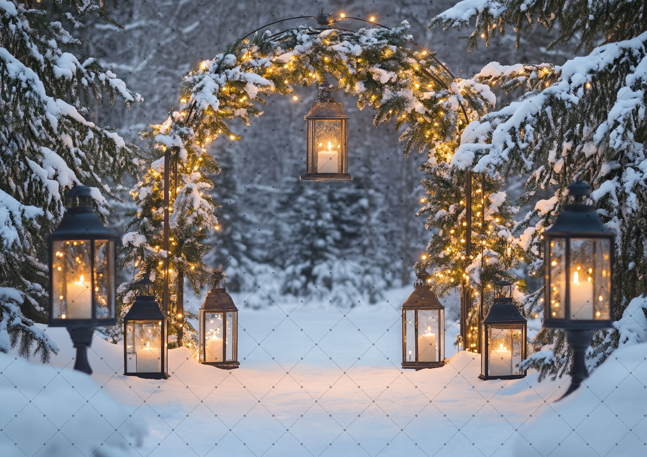 Christmas Snow Pine Arch Vinta - Vintage Photography Lighting 评论和价格
