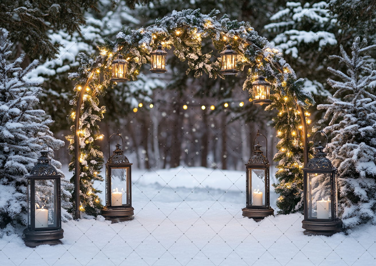 Christmas Snow Pine Arch Vinta - Vintage Photography Lighting 评论和价格