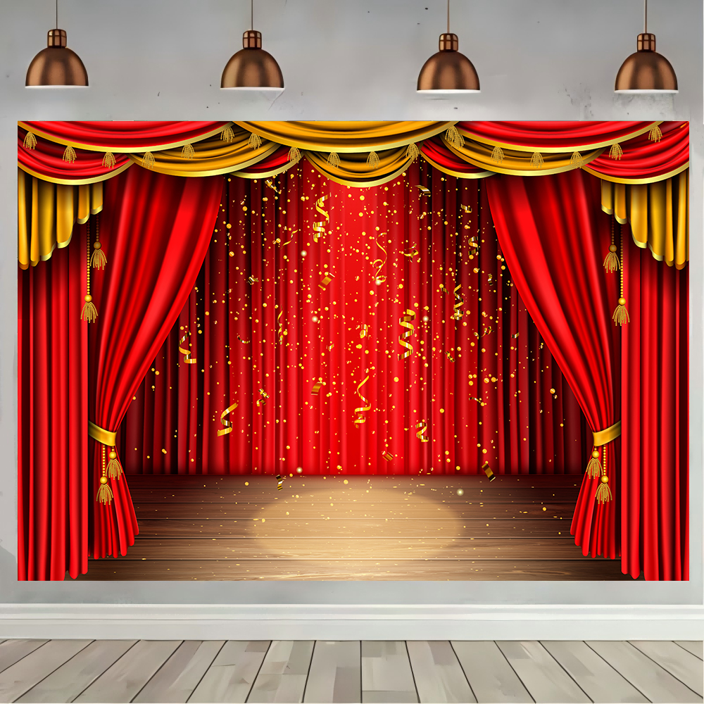 Red Theater Curtain Party Back - Photography Lighting And Backdrop 评论和价格