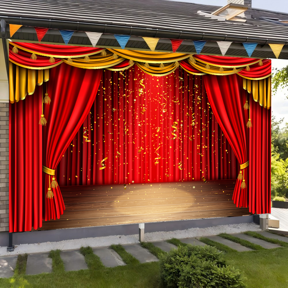 Red Theater Curtain Party Back - Photography Lighting And Backdrop 评论和价格
