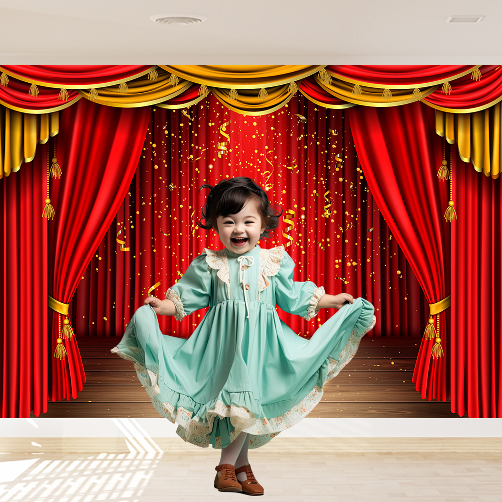 Red Theater Curtain Party Back - Photography Lighting And Backdrop 评论和价格