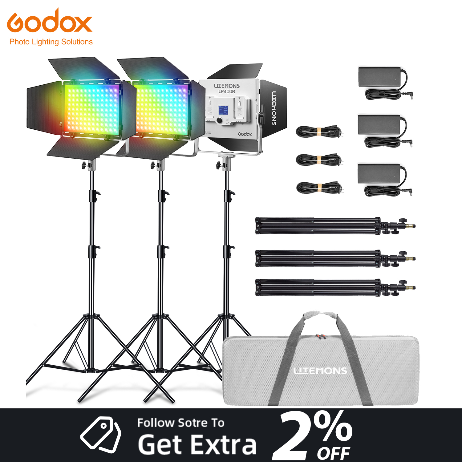 Godox LITEMONS LP400R/Bi LP600 - Photography Lighting Kit Godox 评论和价格