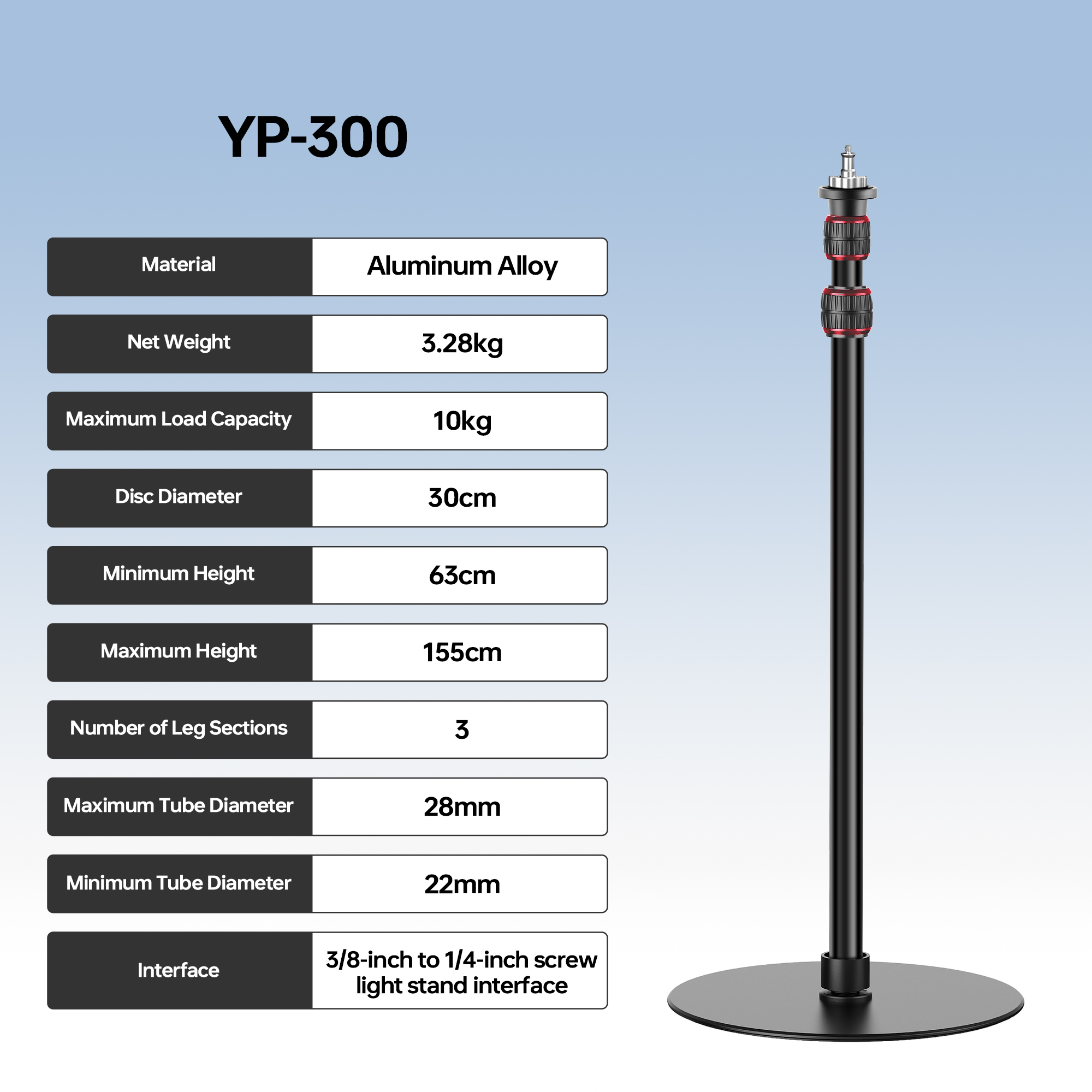 Manbily YP300 1.55M Round base - Photography Lighting Mount 评论和价格