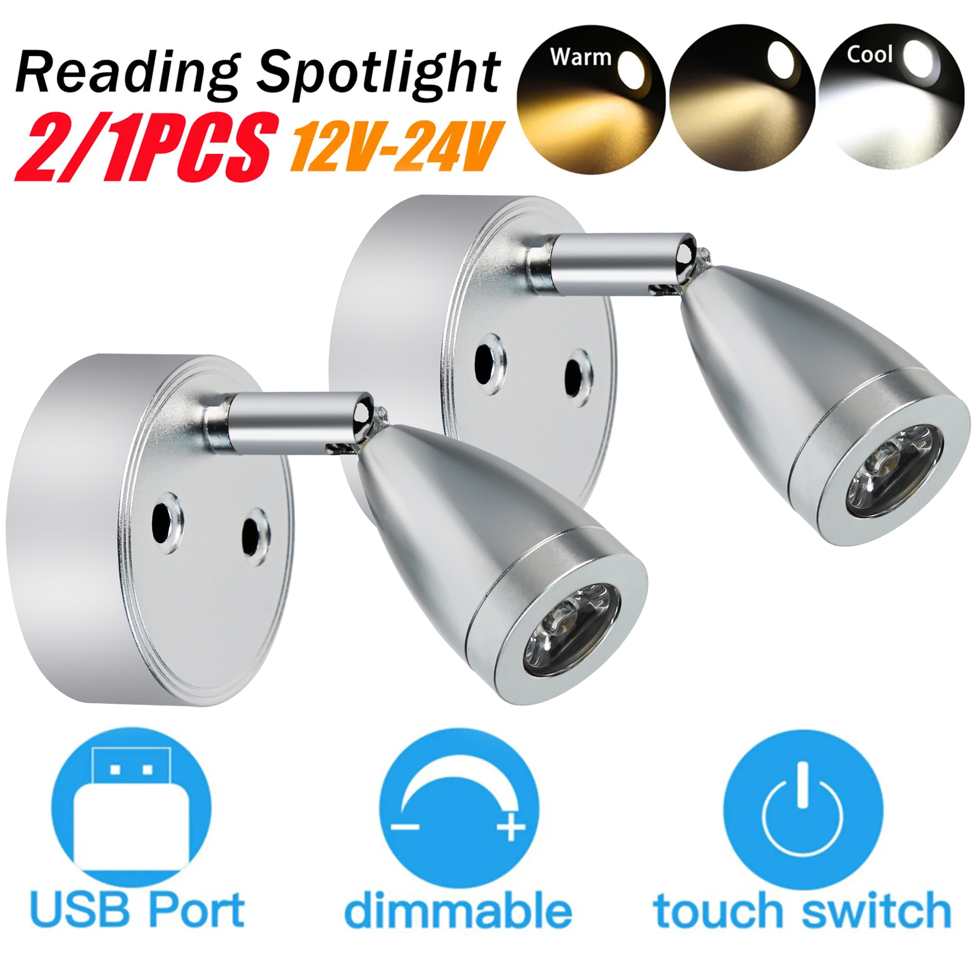 2/1PCS Silver/Black DC 12-24V  - Interior Photography Lighting 评论和价格