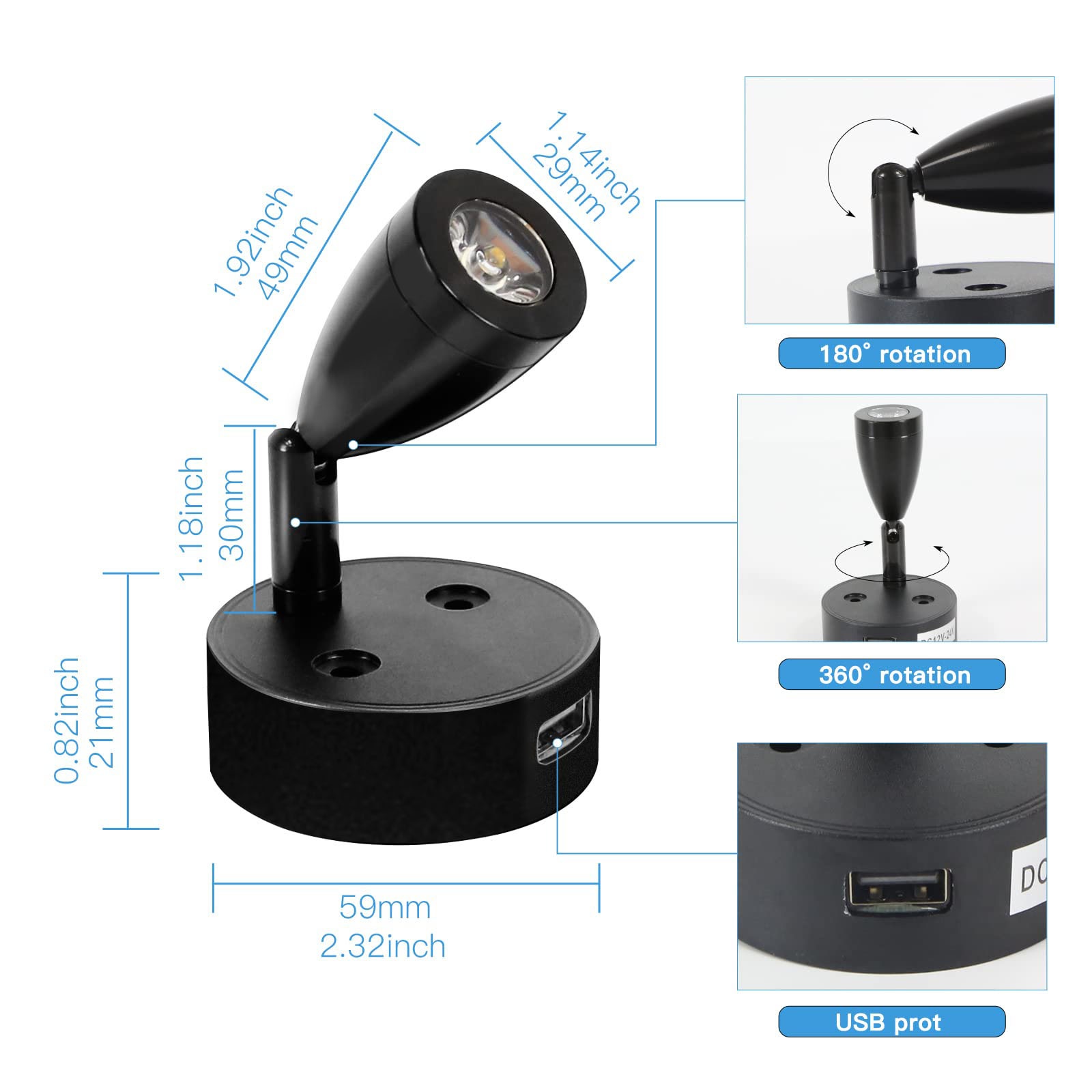 2/1PCS Silver/Black DC 12-24V  - Interior Photography Lighting 评论和价格
