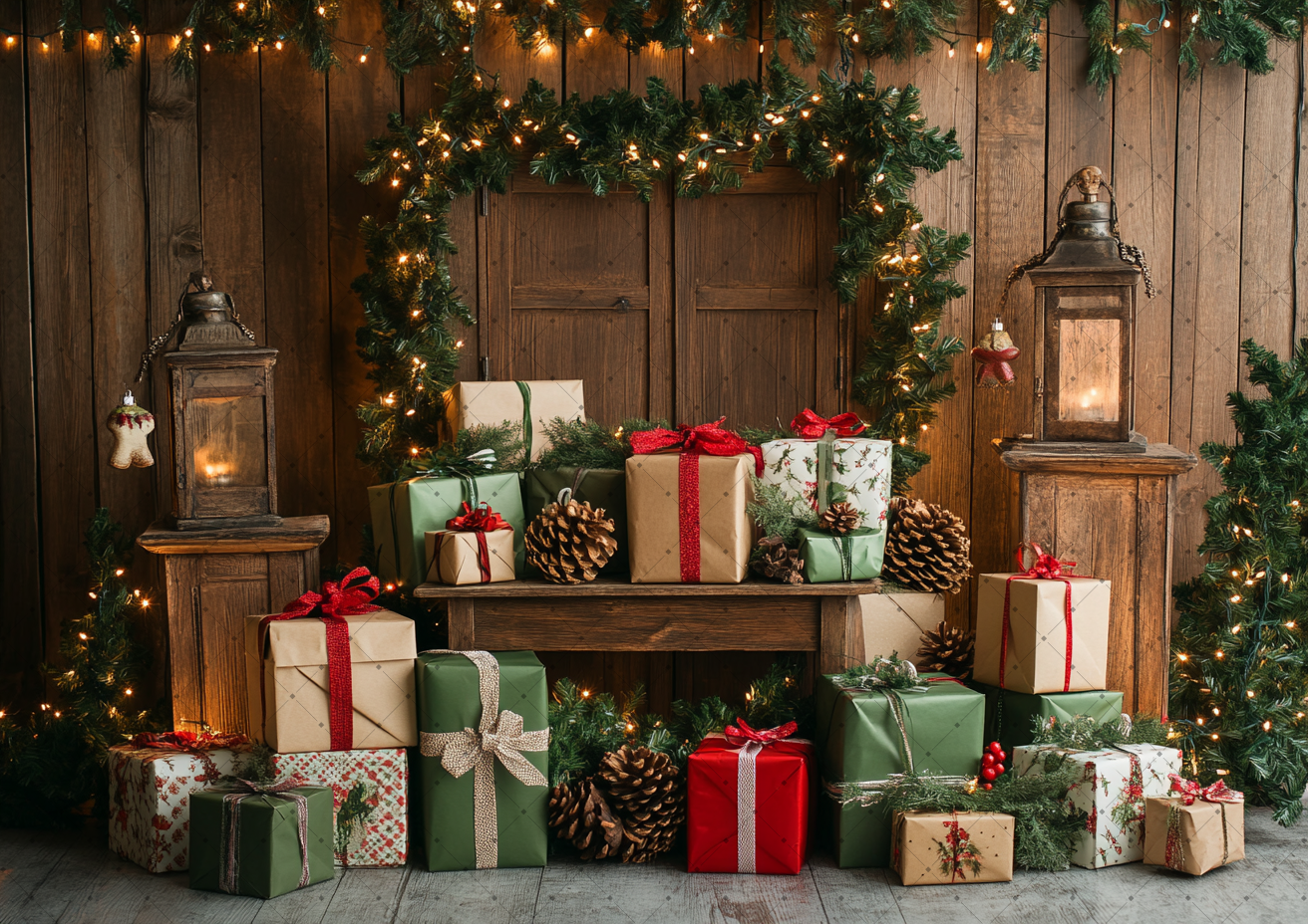 Rustic Brown Wood Wall Christm - Vintage Photography Lighting 评论和价格