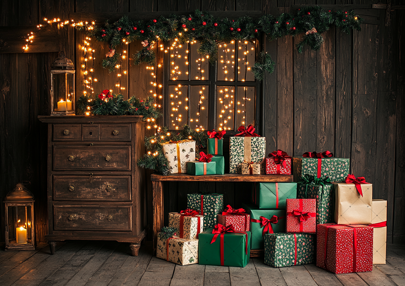 Rustic Brown Wood Wall Christm - Vintage Photography Lighting 评论和价格