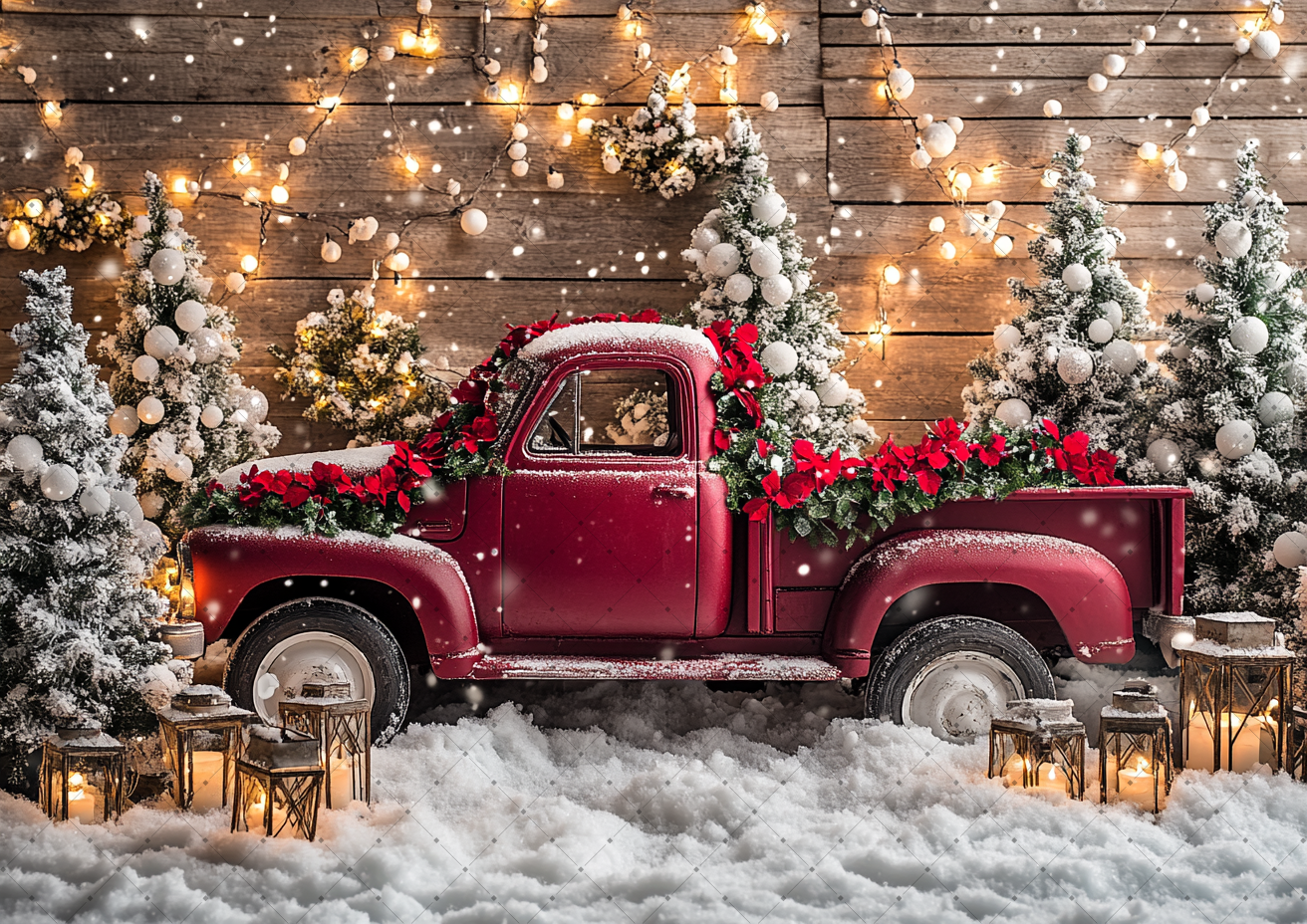 Vintage Red Truck Christmas Ph - Vintage Photography Lighting 评论和价格