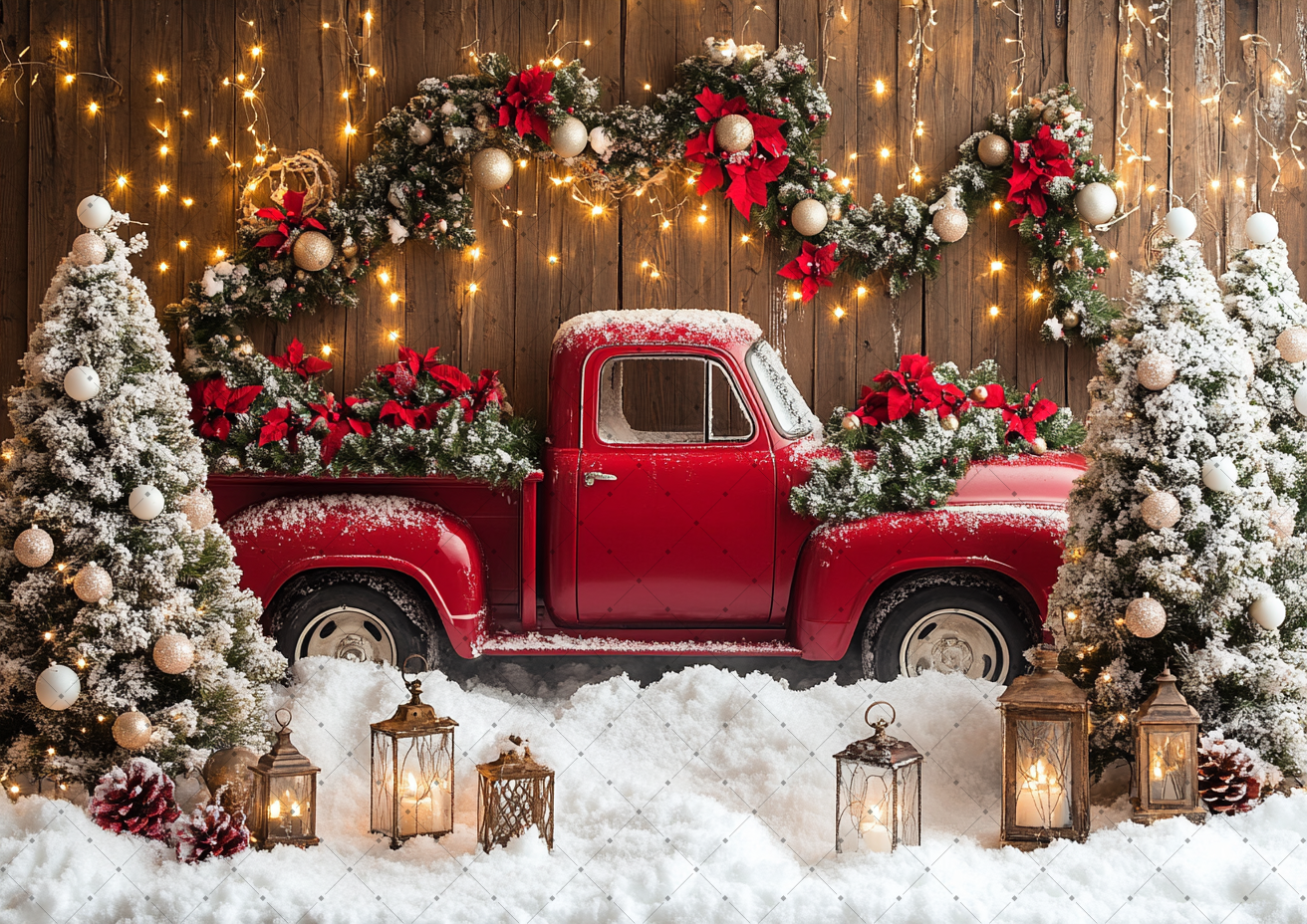 Vintage Red Truck Christmas Ph - Vintage Photography Lighting 评论和价格