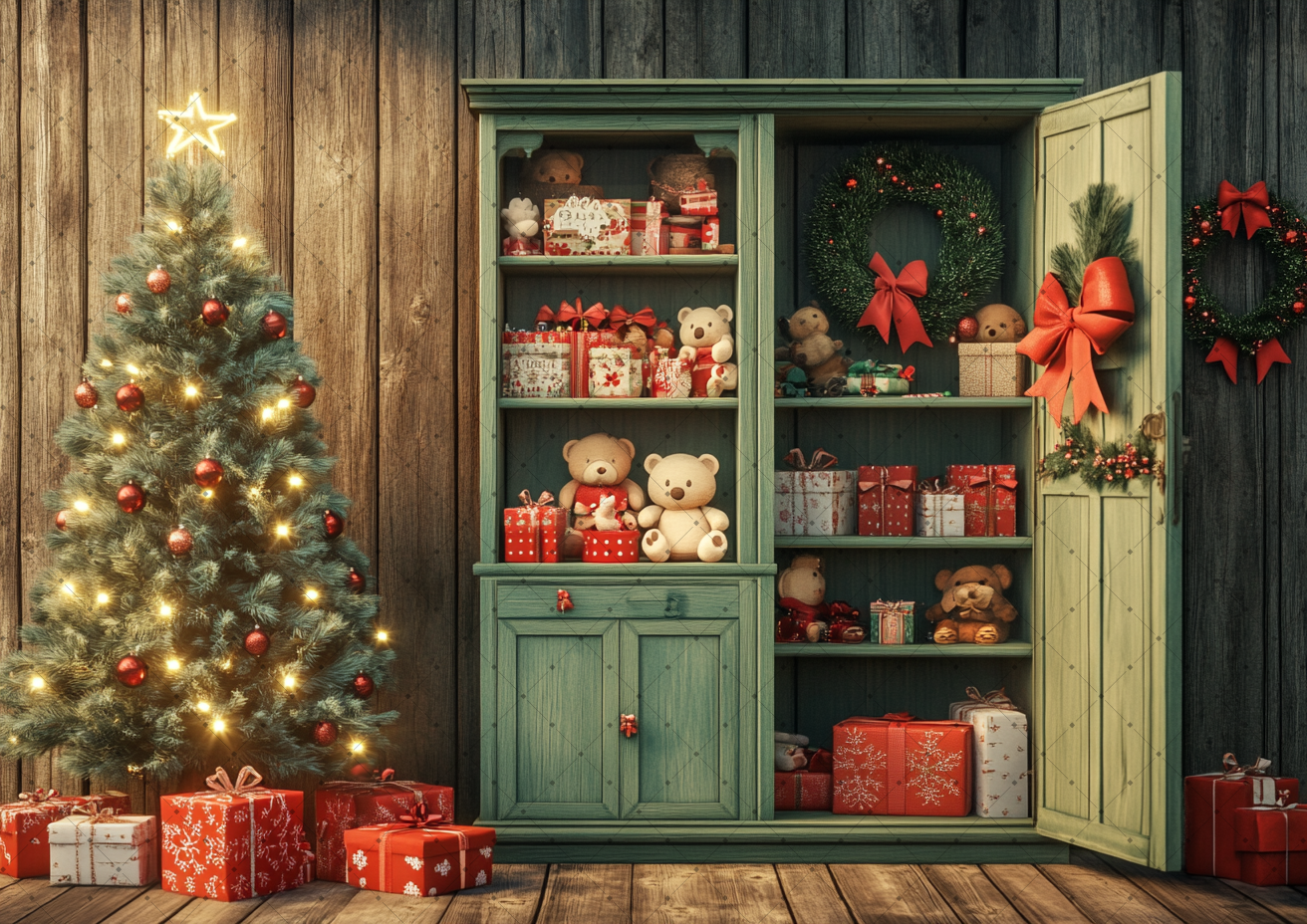 Cozy Vintage Christmas Backdro - Vintage Photography Lighting 评论和价格