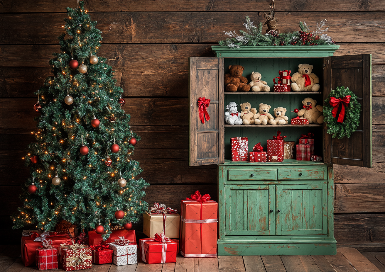 Cozy Vintage Christmas Backdro - Vintage Photography Lighting 评论和价格