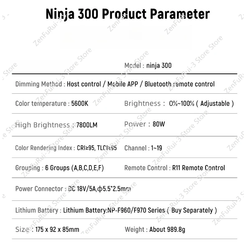 Ninja 300 80W LED Continuous V - Photography Lighting Mount 评论和价格