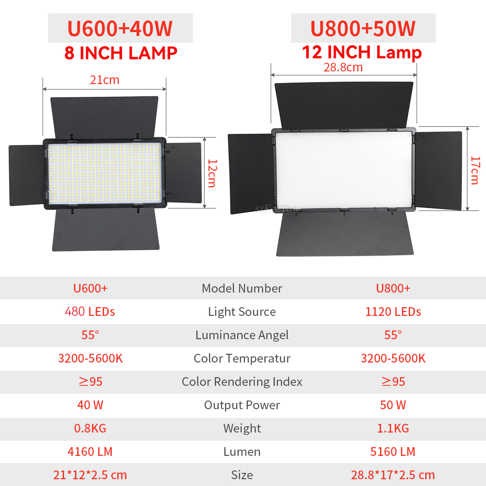 U800 U600 LED Photo Studio Vid - Photography Lighting Uk 评论和价格